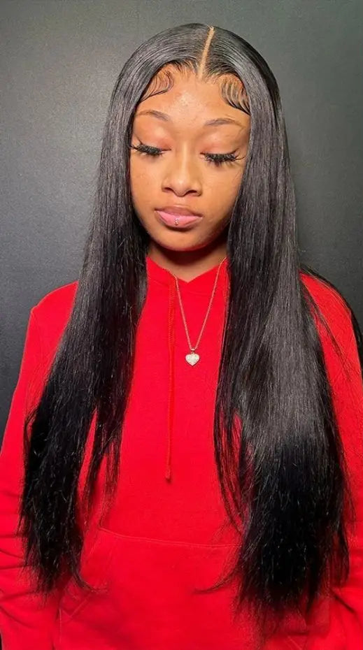 Long Straight Lace Wig – Full Lace, Transparent Swiss Lace, 26+ Inches, 100% Human Hair