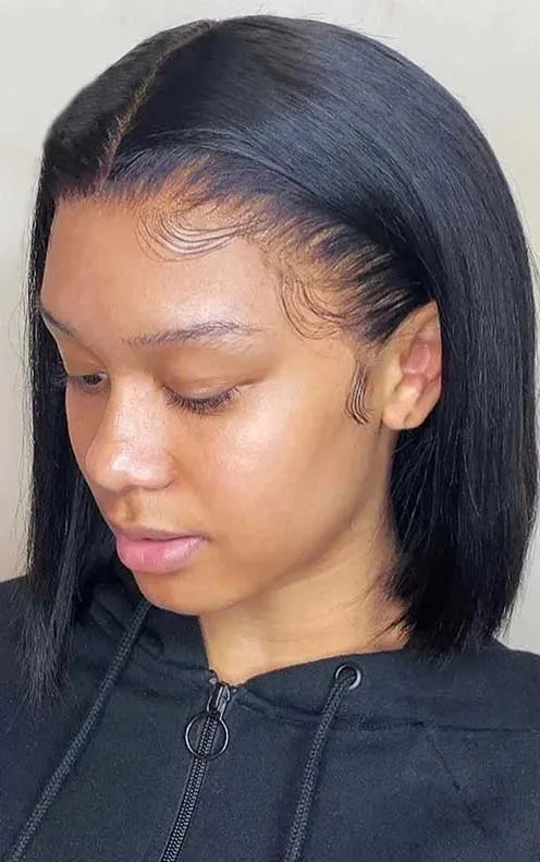 Premium 13x4 Frontal Bob Wig – 100% Natural Human Hair, Pre-Plucked, Straight Texture