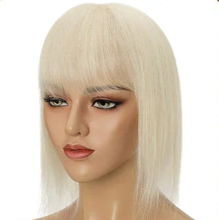 100% Human Hair Topper with Bangs – Straight Style, Natural Hairline, Tangle-Free