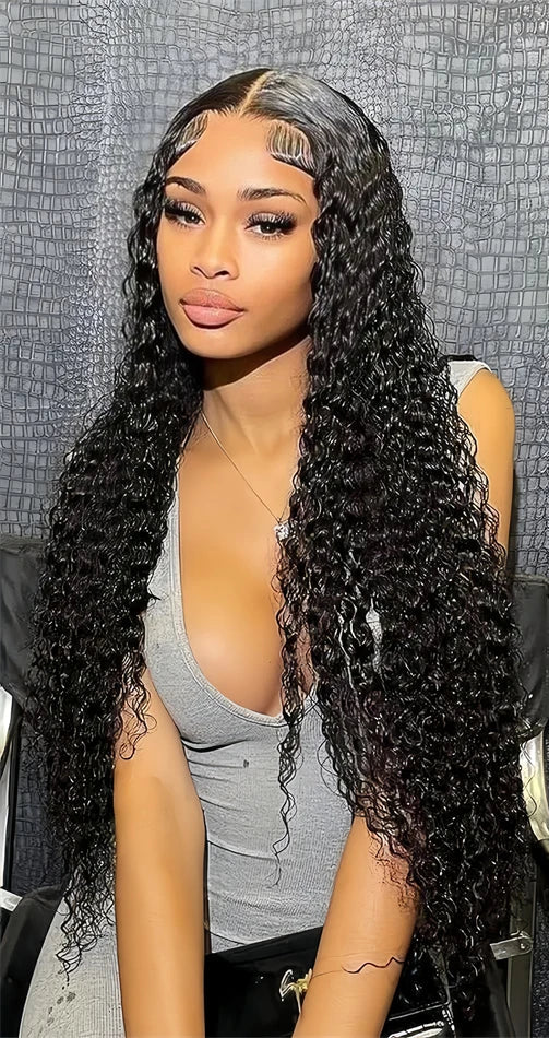 Pre-Plucked Lace Front Wig – 100% Hair, Curly Texture, 26+ Inch, Transparent Lace, Natural Black