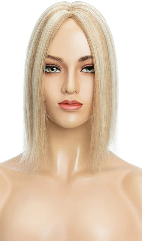 100% Indian Human Hair Topper with Silk Base - Natural Straight, Tangle-Free & Lightweight