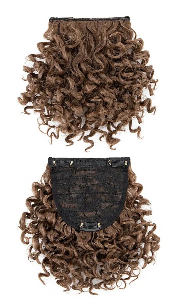 Natural-Looking Afro Clip-In Blunt Bangs – High-Temperature Synthetic Fiber, 6-8 Inch