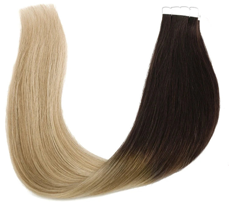 ZURIA Mini Tape-in Hair Extensions – Human Hair, Seamless, Invisible, Hypoallergenic (12-24 Inch)