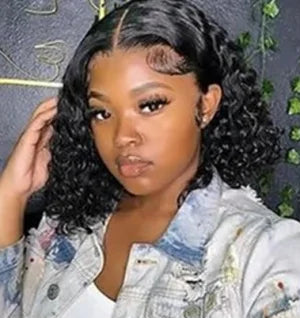 Short Deep Wave Wig – 100% Hair, Lace Front & Closure Options (4-16 Inches)