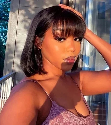 Short Straight Lace Wig – Light Brown Swiss Lace Frontal Wig