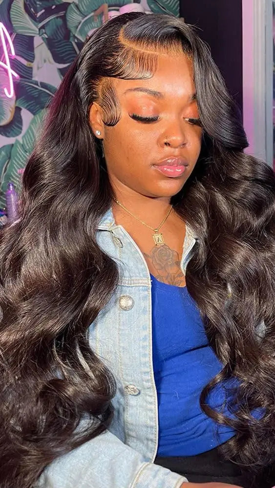 26-40 Inch Body Wave Human Hair Wig – 13x4 & 13x6 HD Lace Front, Pre-Plucked, 180%-200% Density