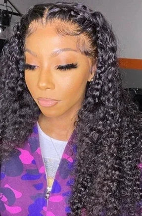 Deep Wave Lace Front Wig – 18-24 Inch, Swiss Lace, 200% Density, Natural Off-Black