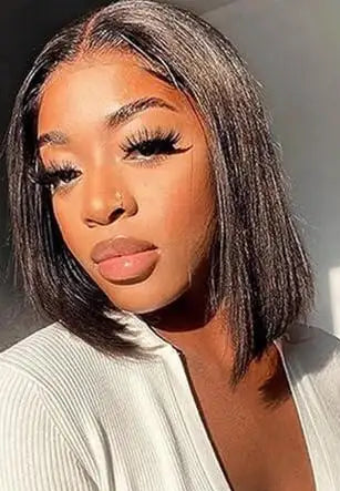 Glueless 4x4 Lace Front Straight Bob Wig – Natural Black Hair