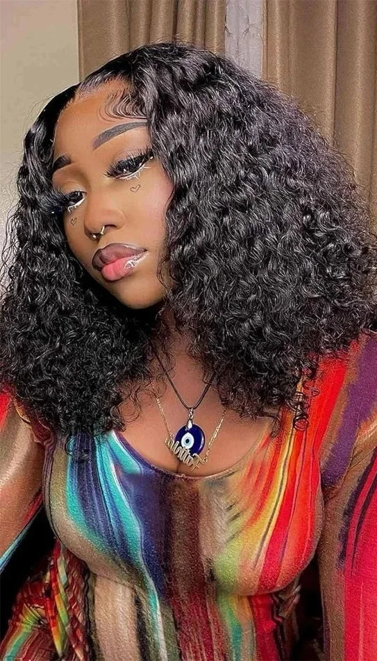 Short Deep Wave Wig – 100% Hair, Lace Front & Closure Options (4-16 Inches)