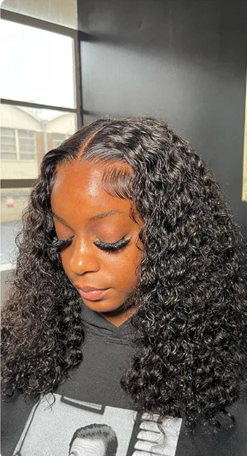 Short Deep Wave Lace Front Wig – Hair, Transparent Swiss Lace