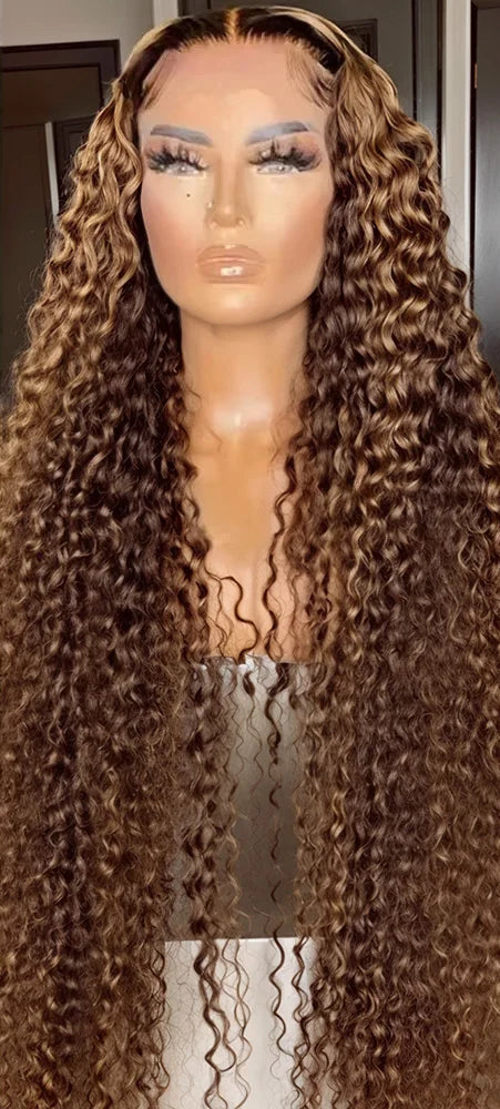 4/27 Highlight Ombre Lace Front Wig – Curly Hair (Pre-Plucked with Baby Hair)