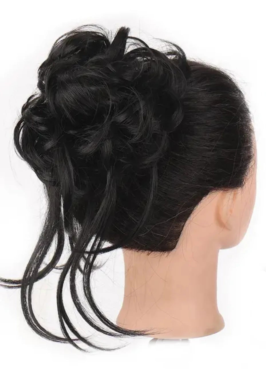 Extra-Long Messy Bun Hairpiece Extensions – Wavy Texture, Elastic Band for Secure All-Day Hold