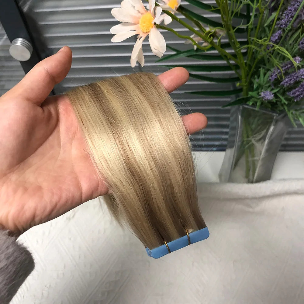 Premium Straight Waterproof Tape-In Hair Extensions – 100% Human Hair for Volume & Length
