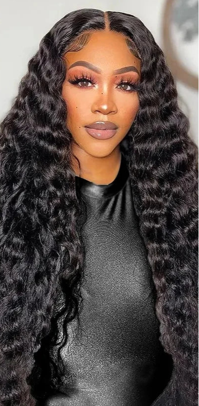 Deep Wave Lace Front & Closure Wig – 26+ Inch, Swiss Lace, Transparent, Natural Look