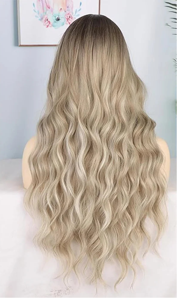 Dirty Blonde Loose Wave Synthetic Wig with Bangs – Heat-Resistant Daily Wear Wig