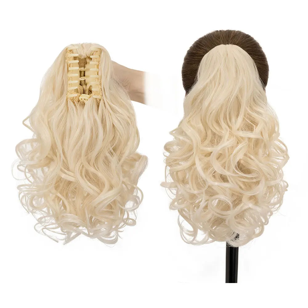 14-Inch Natural Curly Clip-In Hair Extensions – High-Quality Synthetic Fiber in Piano Colors