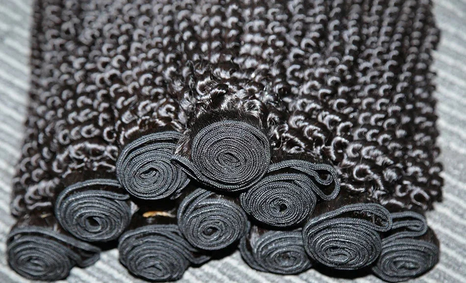 Deep Wave Hair Bundles - 100% Human Hair Extensions, Natural Color, Machine Double Weft