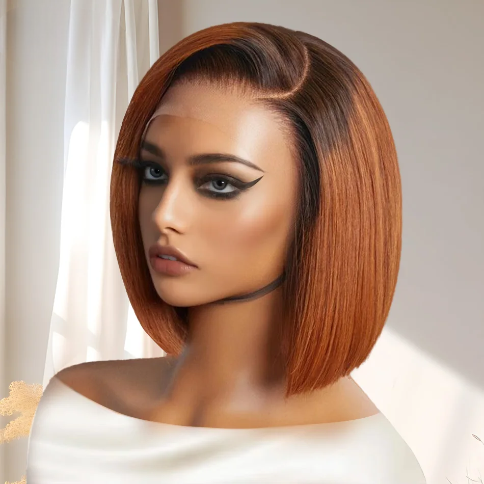 Short Straight Human Hair Wig – Transparent Lace Front, Hair, Natural Look