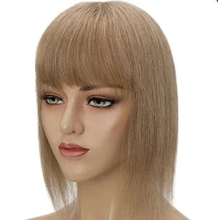 100% Human Hair Topper with Bangs – Straight Style, Natural Hairline, Tangle-Free