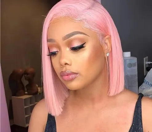 Straight Hair Wig – Short Length, Transparent Swiss Lace