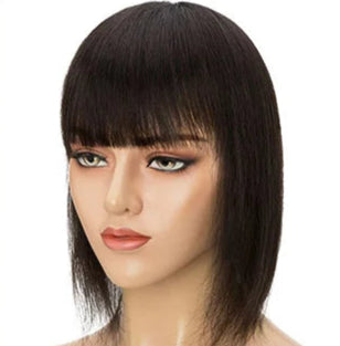 100% Human Hair Topper with Bangs – Straight Style, Natural Hairline, Tangle-Free