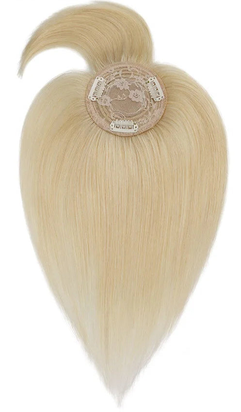 Premium Human Hair Topper with Bangs – 100% Real Hair, Straight, Natural Hairline