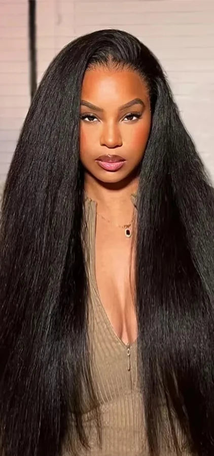 360 Full Lace HD Kinky Straight Lace Front Wig – 100% Hair, 26+ Inch, 13x4/13x6 Lace