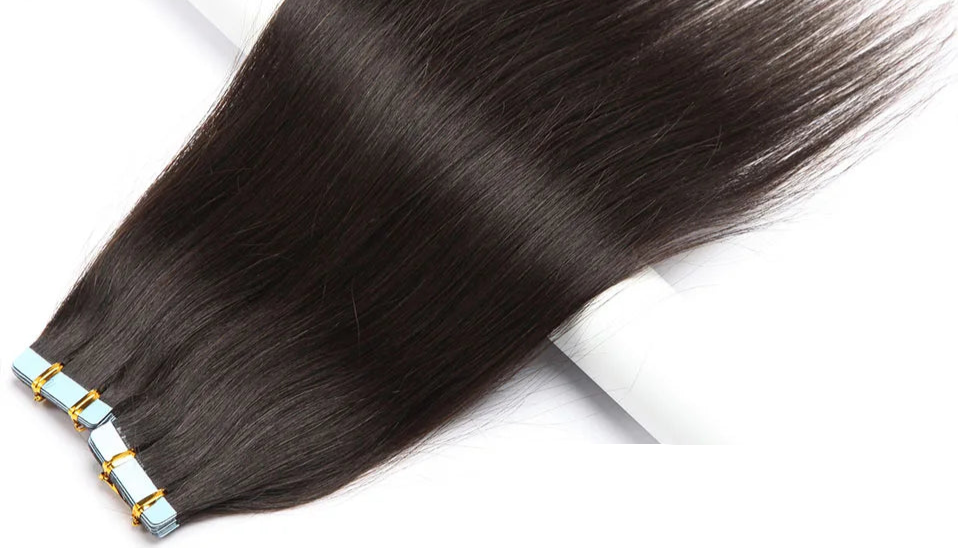 Luxury Tape In Hair Extensions – 100% Real Human Hair, Straight Texture, Black/Brown/Blonde, 16"-24", Thick & Seamless for Volume and Length