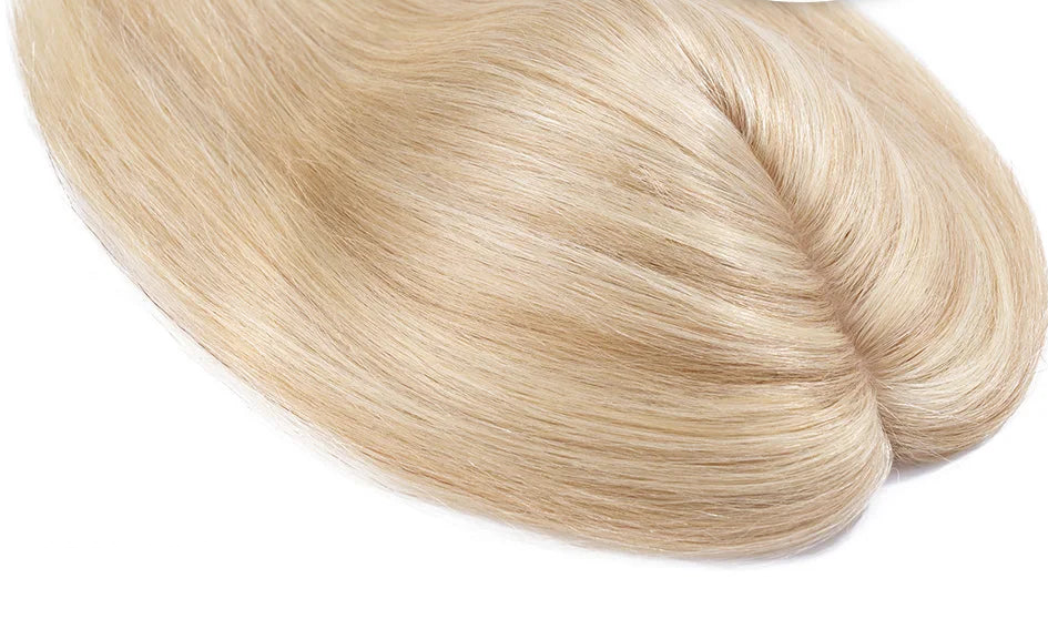 100% Human Hair Topper with Silk Base – Natural Hairline, Tangle-Free, Lightweight & Durable