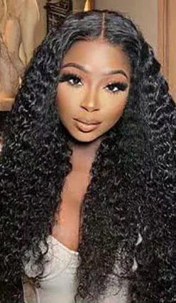 Long Curly 13x6 Lace Front Wig - 26+ Inch Water Wave, 250% Density, Pre-Plucked, HD Transparent Lace