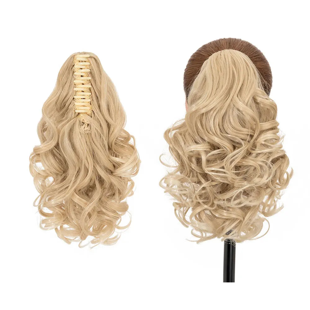 14-Inch Natural Curly Clip-In Hair Extensions – High-Quality Synthetic Fiber in Piano Colors