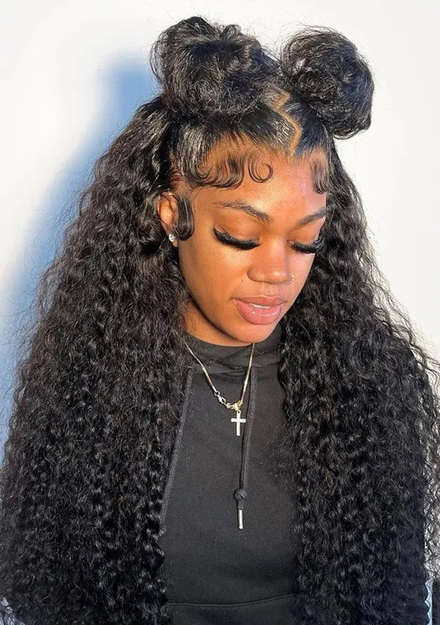 26-Inch Water Wave HD Lace Front Wig – Human Hair, Pre-Plucked, 13x6 & 13x4 Lace Options