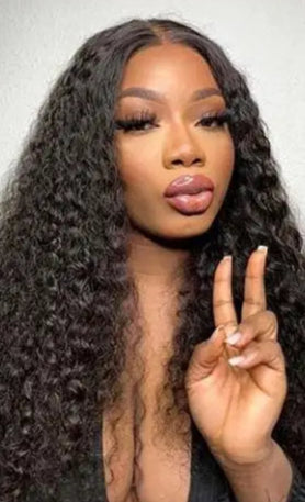 Deep Wave Lace Front Wig – Human Hair, Transparent Lace, 100% Natural