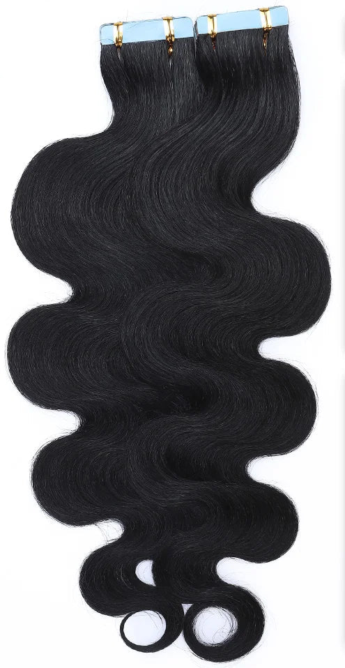 Premium Tape In Hair Extensions – 100% Human Hair, Wavy, Ombre & Piano Colors, 12" to 24", Reusable, Length & Volume Enhancement, Dyeable & Permed