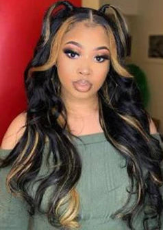 26+ Inch Body Wave HD Transparent Lace Front Wig – Highlighted Human Hair, Pre-Plucked, Ombre Style