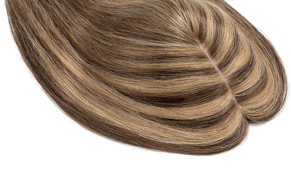 100% Human Hair Topper with Silk Base – Natural Hairline, Tangle-Free, Lightweight & Durable