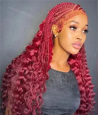 Premium 26+ Inch Burgundy Curly Human Hair Lace Front Wig – 13x4/13x6 HD Lace, Pre-Plucked Hairline