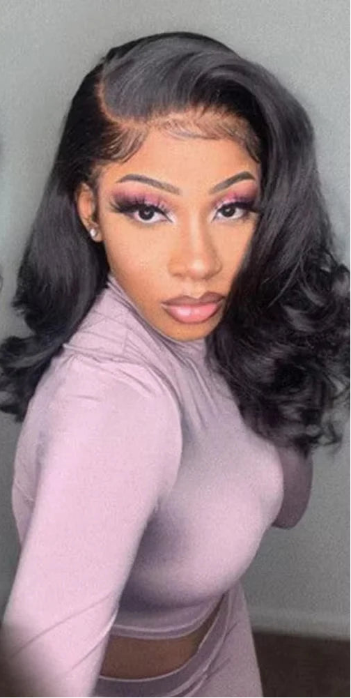 Short Body Wave Lace Front Wig – Transparent Swiss Lace for Natural Elegance