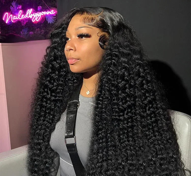 Le Mythe 13x4/13x6 Deep Wave Lace Front Wig – 100% Human Hair, 26+ Inches, Pre-Plucked Hairline