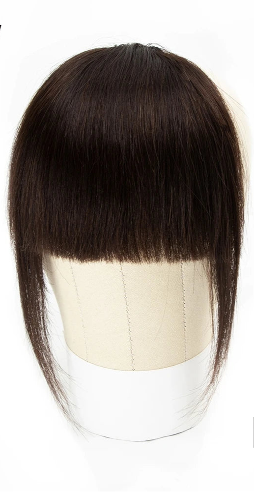 Isheeny 100% Natural Human Hair Clip-In Blunt Cut Bangs – Lightweight Fringe Extensions
