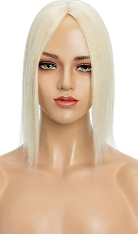 100% Indian Human Hair Topper with Silk Base - Natural Straight, Tangle-Free & Lightweight