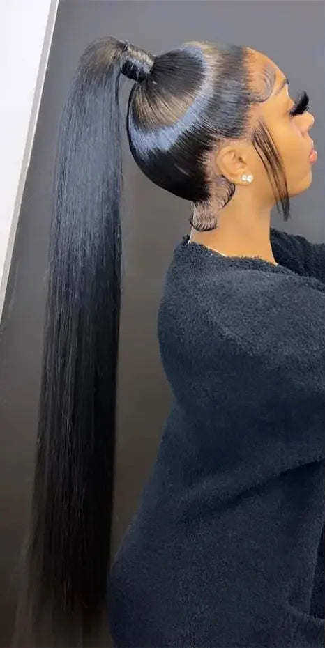 Long Straight Lace Wig – Full Lace, Transparent Swiss Lace, 26+ Inches, 100% Human Hair