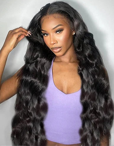 26+ Inch Body Wave Transparent Lace Front Wig – 100% Human Hair, Hand-Tied