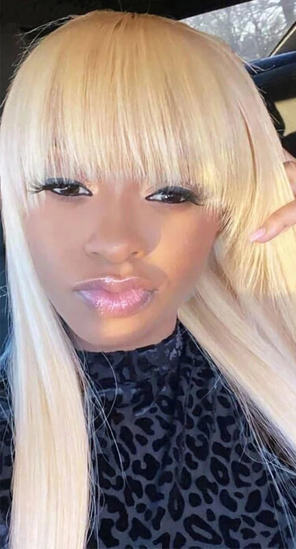 26+ Inch Straight 613 Honey Blonde Human Hair Wig – 180% Density, Dyeable & Long-Lasting