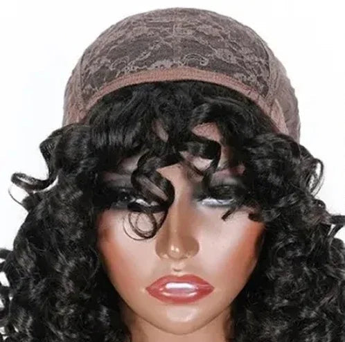 Funmi Curly Hair Wig with Bangs – Bouncy, Short Bob Wig for a Trendy Look