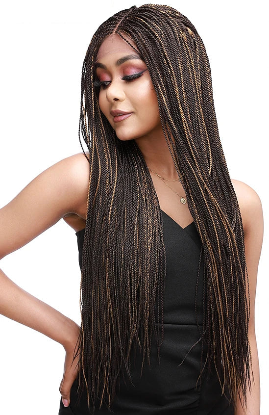 30-Inch Box Braids Lace Front Wig – Senegalese Twist Braided Wig for Women, Heat Resistant Synthetic with Baby Hair