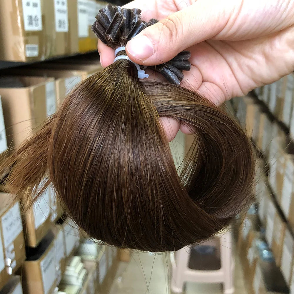 Straight I-Tip Hair Extensions – Lightweight 0.6g/Strand, 100% Human Hair for Seamless Volume