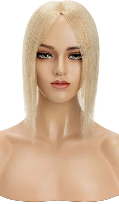 100% Real Human Hair Topper – Straight Silk Base, Natural Hairline, Tangle-Free