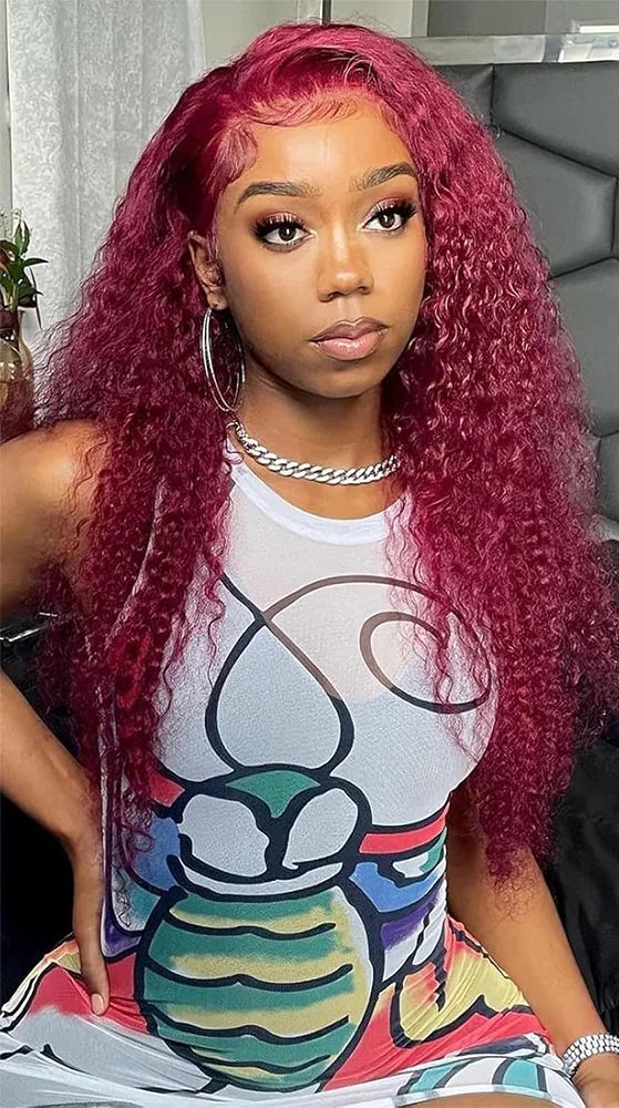 Long Deep Wave Hair Lace Front Wig – 26+ Inches, Transparent Swiss Lace, Natural Look