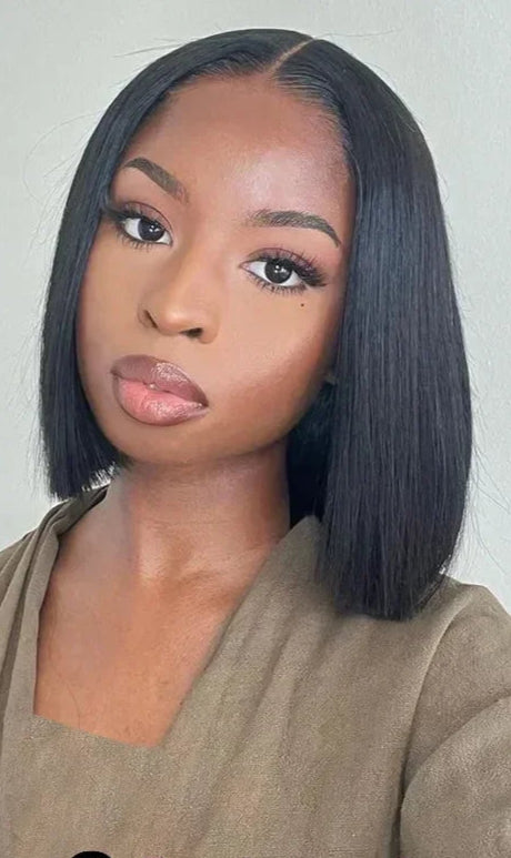 Straight Lace Front Bob Wig – 100% Human Hair, 13x4 & 4x4 HD Glueless Options, 8-14 Inches, 180%-200% Density